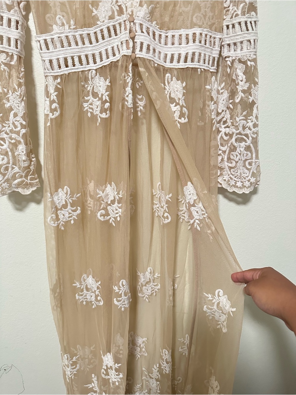 Forever21 floral embroidered sheer kimono duster cardigan - Picture 5 of 6